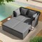 Outdoor Rattan Daybed With Canopy PE Wicker Patio Lounge Sofa Set With Cushions Poolside Garden Double Sun Bed Furniture